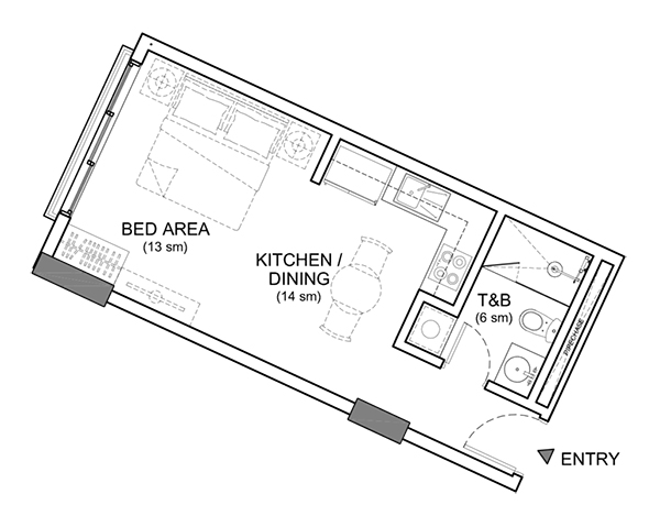 studio floor plan in 32 sanson by rockwell