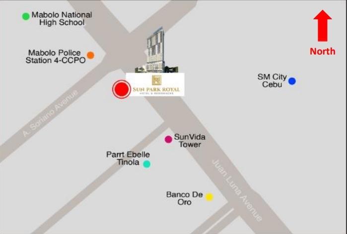 vicinity map of sun park royal hotel and residences in SM City Cebu