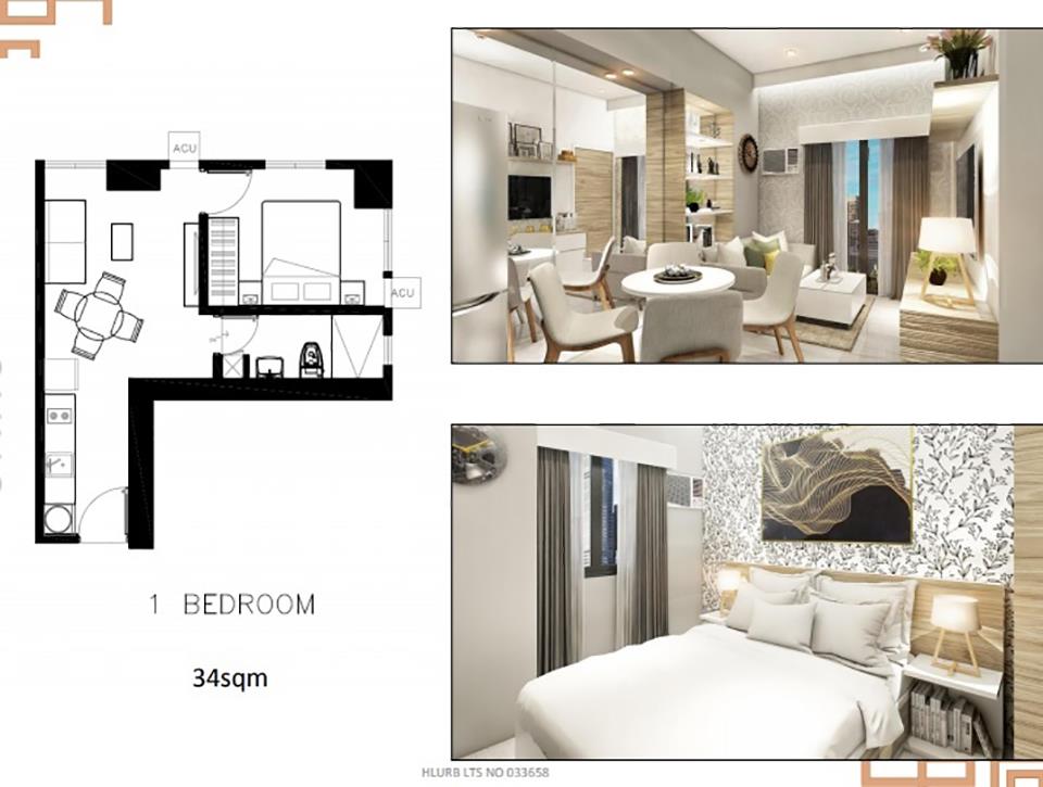 1 bedroom corner unit floor plan