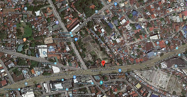 location at the corner n. bacalso ave and v. rama st.