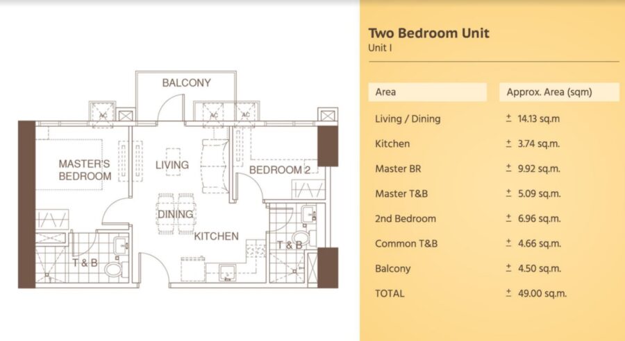 2 bedroom floor plan, azalea cebu place