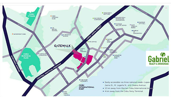 the location of avida towers gatewalk central in mandaue city, cebu