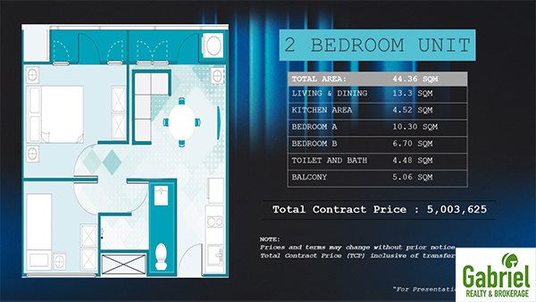 2 bedroom residential condominium floor plan