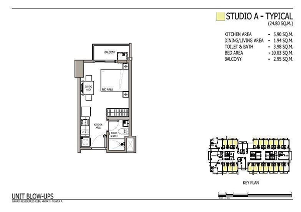 studio with balcony floor plan