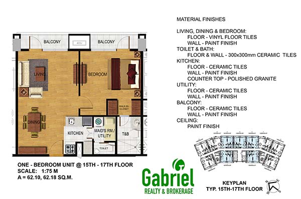 residential 1 bedroom floor plan