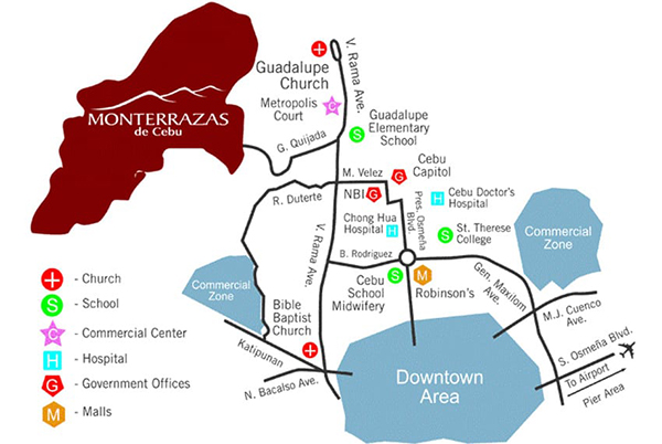 vicinity map of monterrazas de cebu