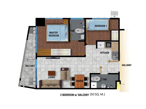 2 bedroom floor plan, primeworld district