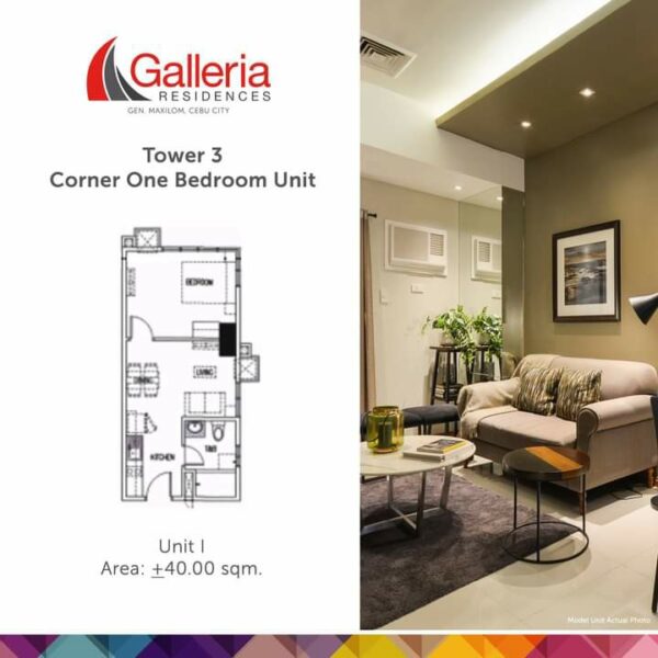 1 bedroom corner unit floor plan, galleria residences