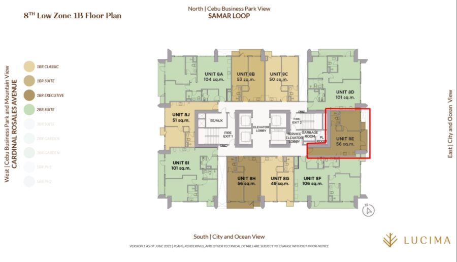 1 bedroom building floor plan, lucima condominium