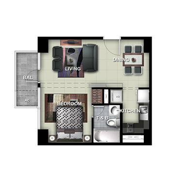 1 BEDROOM WITH BALCONY floor plan