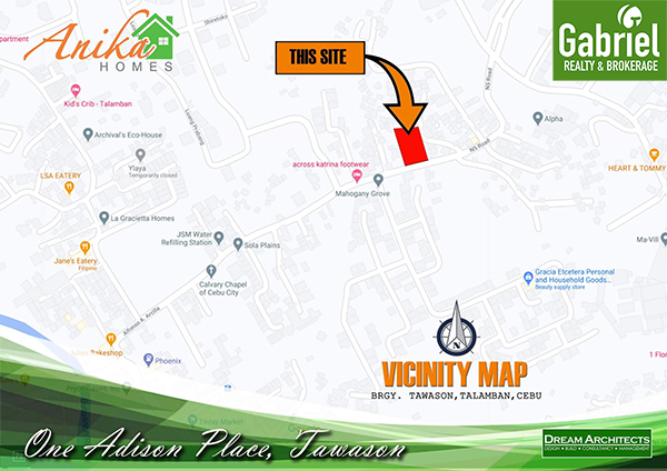 vicinity map of one adison place by anika homes tawason