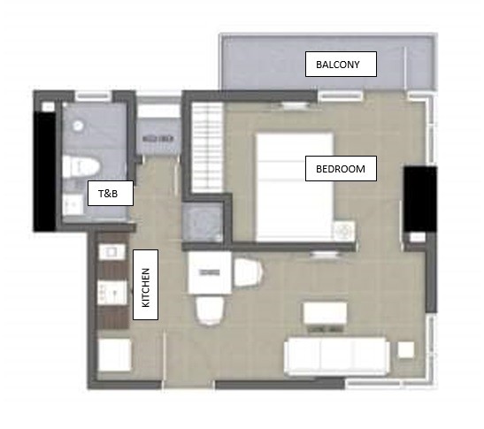 1 bedroom floor plan, west jones residences