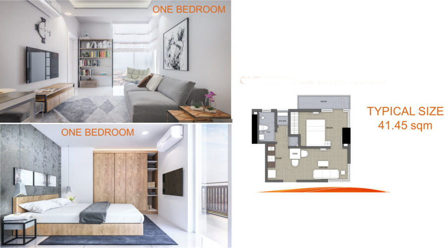 1 bedroom floor plan, west jones condo