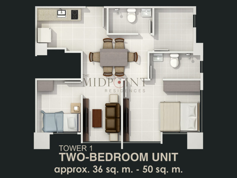 tower 1 two bedroom unit