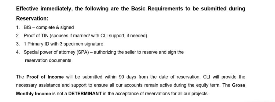 cebu landmasters requirements