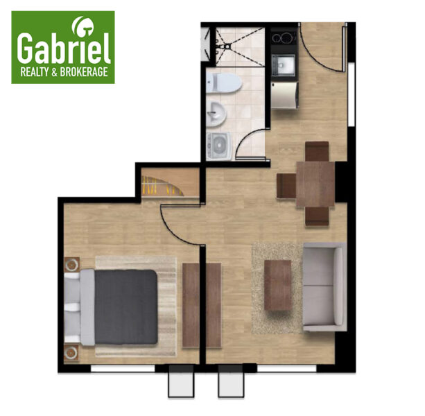 1 bedroom B floor plan, balai by residences cordova