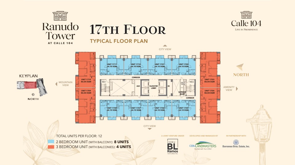 17th floor building floor plan, ranudo tower at calle 104