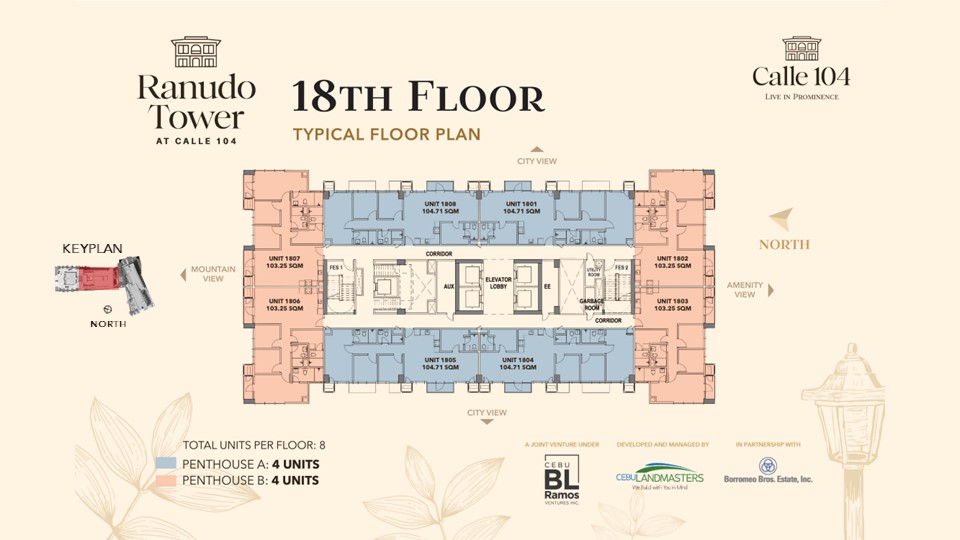 18th floor building floor plan, ranudo tower at calle 104