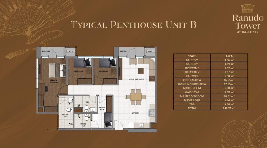 penthouse floor plan, calle 104 ranudo tower