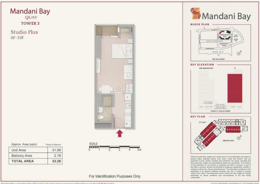 studio with balcony for sale in mandani bay quay tower 3