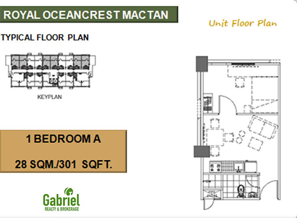 1-Bedroom A unit floor plan, royal oceancrest mactan