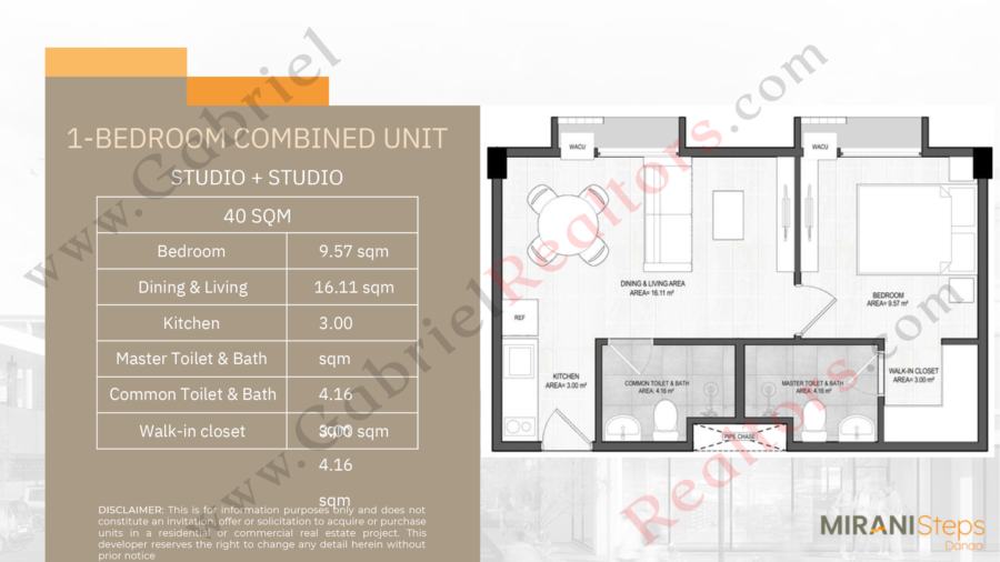 1 bedroom combined studio units in mirani steps danao