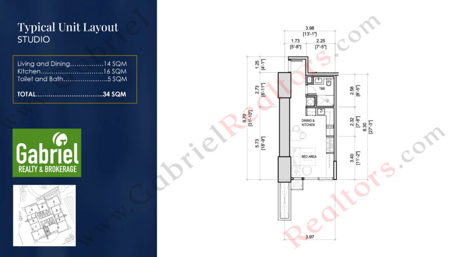 studio floor plan, the lincoln tower cebu