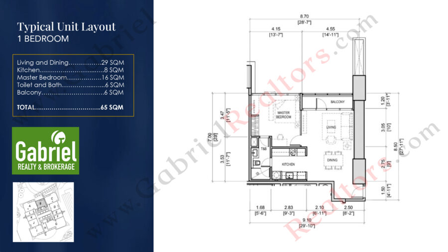 1 bedroom floor plan, lincoln tower at ipi center